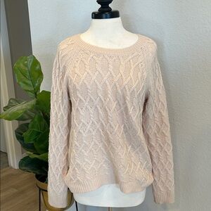 Tahari Women's Cashmere and Wool Cable Knit Sweater - Cream